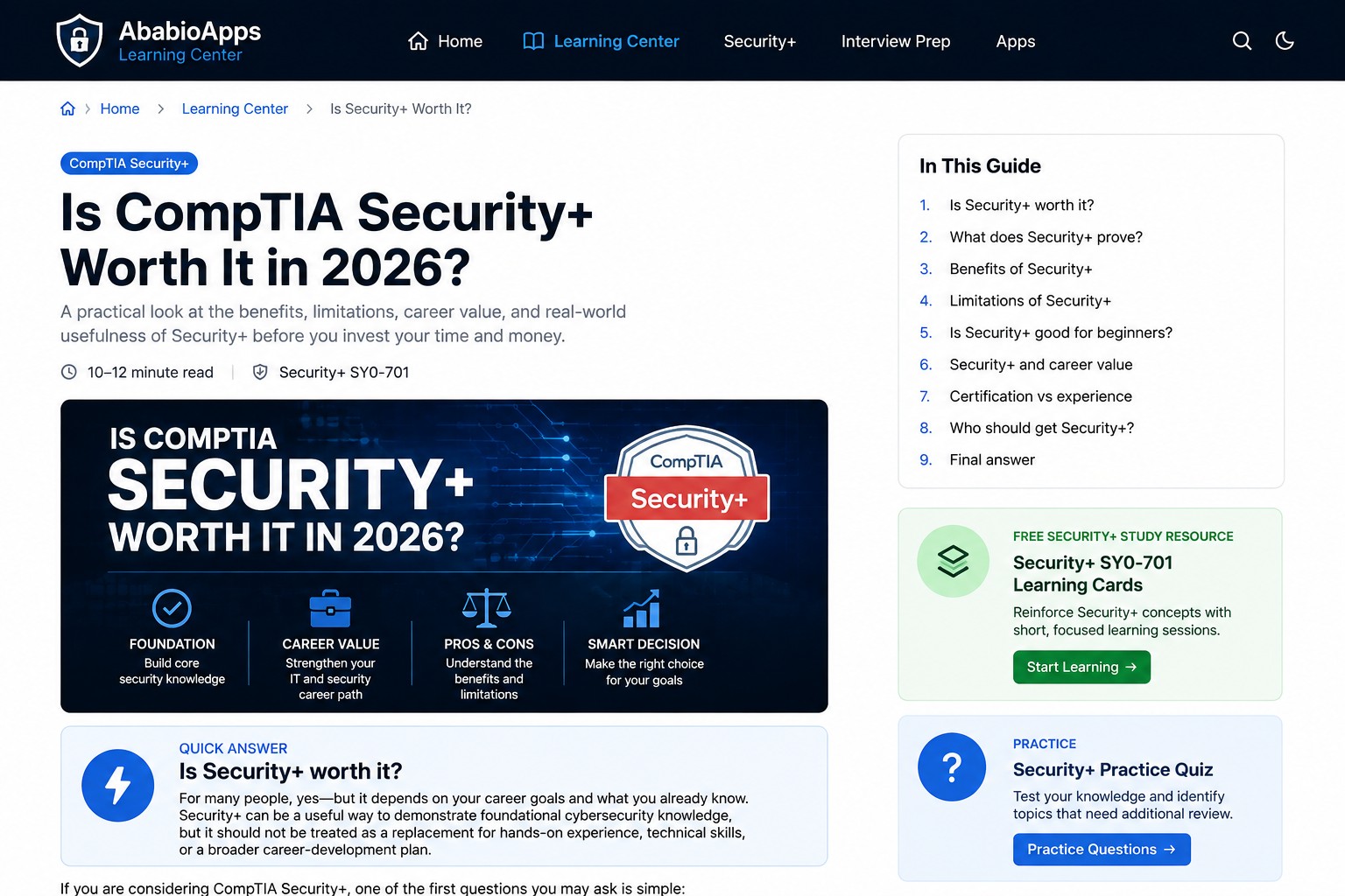 CompTIA Security+ certification and cybersecurity career decision